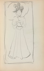 Carnet de croquis italien : Femme debout avec parasol (page 233) - Maurice Prendergast