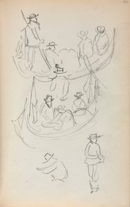 Carnet de croquis italien : Deux gondoles avec personnages - Maurice Prendergast
