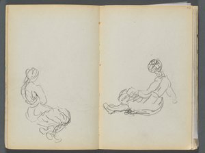 Sketchbook- The Granite Shore Hotel, Rockport, page 042  43 : Deux figures féminines assises - Maurice Prendergast