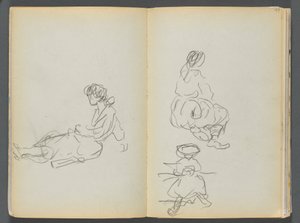 Sketchbook- The Granite Shore Hotel, Rockport, page 048  49 : Figures féminines assises - Maurice Prendergast