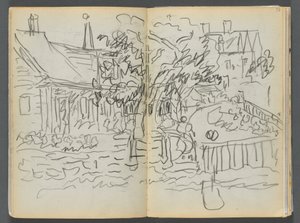 Sketchbook- The Granite Shore Hotel, Rockport, page 052  53 : Maisons et jardins - Maurice Prendergast