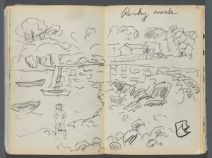 Sketchbook- The Granite Shore Hotel, Rockport, page 088  89 : "Rocky Neck". - Maurice Prendergast