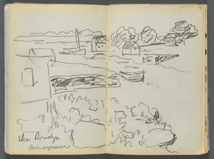 Sketchbook- The Granite Shore Hotel, Rockport, page 092  93 : "The Bridge , Annisquam".