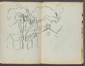 Sketchbook- The Granite Shore Hotel, Rockport, page 106  107 : Arbre avec maisons