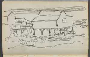 Carnet de croquis, The Dells, N° 127, page 014 : Maison sur un quai - Maurice Prendergast