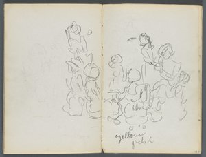 Sketchbook, The Dells, N° 127, page 074  75 : Figures avec notations en couleur - Maurice Prendergast