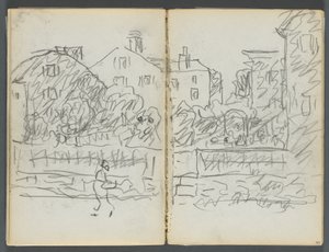 Carnet de croquis, The Dells, N° 127, page 094  95 : Village Street - Maurice Prendergast
