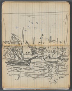 Carnet de croquis, page 056 57 : Vue de voiliers - Maurice Prendergast