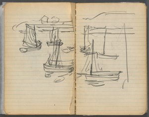 Carnet de croquis, pages 124  125 : Voiliers - Maurice Prendergast