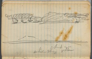 Carnet de croquis, page 132 : Vue marine avec notations en couleur - Maurice Prendergast