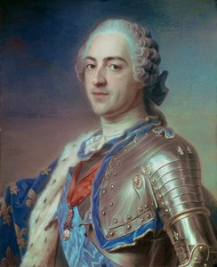 Portrait de Louis XV en armure, avec les cordons de l