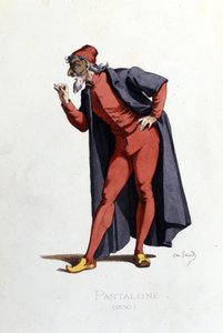 Costume et personnage de théâtre : Pantalone (en fr. Pantalone, docteur) tiré de « Masques et bouffons » (Comédie italienne : Commedia dell