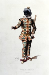 Arlequin en 1671. Maurice Sand "Masques et Bouffons" Paris 19ème siècle. (Maurice Sand était le fils de George Sand) - Maurice Sand
