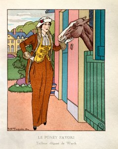 Le poney préféré. Mode parisienne : Tailleur élégant par Charles Frederic Worth (1825-1895) - Maurice Taquoy