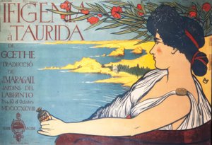 Affiche moderniste de la pièce de théâtre de Goethe, Figenia à Taurida