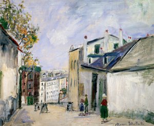 Scène de rue à Montmartre, Paris (huile sur toile) - Maurice Utrillo