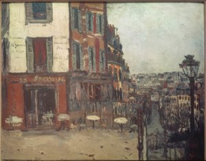 Terrasse in der Rue Muller von Maurice Utrillo