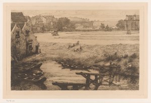 Vieilles maisons et eau au Surinameplein à Amsterdam - Maurits van der Valk (signed by artist)