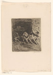 Chevaux avec charrette Carriere - Maurits van der Valk (signed by artist)