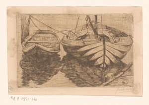 Barque et voilier - Maurits van der Valk (signed by artist)
