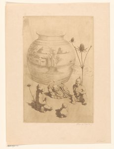 Vase chinois avec quatre petites statues - Maurits van der Valk