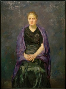Portrait de Minna Beckmann-Tube avec écharpe violette - Max Beckmann