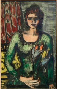 Portrait de Quappi en jumper vert - Max Beckmann