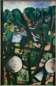 Vue sur le jardin zoologique avec boules blanches (Image de parc) - Max Beckmann