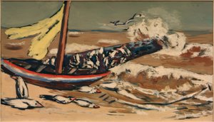 Mer brune avec mouettes