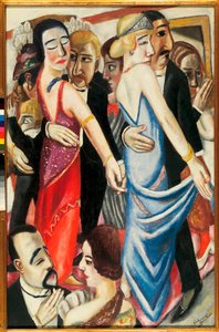 Danse à Baden Baden (Allemagne). Description de couples en habit de soirée, aux regards tristes - Max Beckmann
