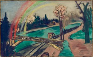 Paysage ferroviaire avec arc-en-ciel - Max Beckmann