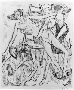 Demi-nu avec chat - Max Beckmann