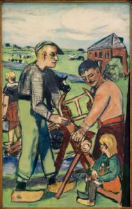 Scieur de bois avec enfant (Scieurs de bois hollandais) - Max Beckmann