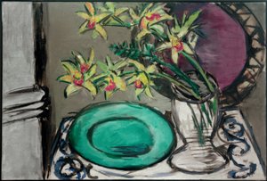 Orchidées - Nature morte avec bol vert