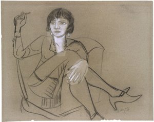 Quappi dans un fauteuil, fumant - Max Beckmann