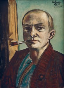 Autoportrait en vert avec chemise verte - Max Beckmann
