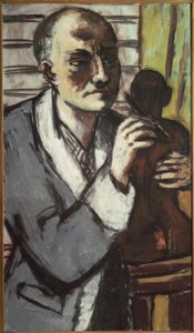 Autoportrait en robe de chambre grise