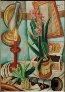 Nature morte avec bougie allumée
