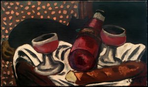 Nature morte avec verres à vin et chat - Max Beckmann