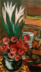 Nature morte avec roses rouges et Butchy