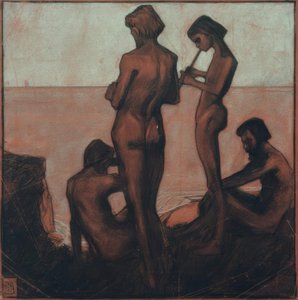 Quatre Jeunes Hommes à la Mer (Jeunes Hommes à la Mer – Quatre Figures Masculines à la Mer) - Max Beckmann