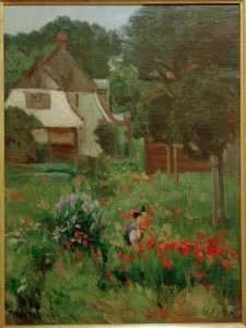 Enfant cueillant des fleurs - Max Bergmann