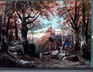 Décor pour « Tannhäuser », opéra de Richard Wagner. Scénographie de Bruckner
