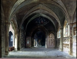 Décoration pour « Die Meistersinger » ou « Les maîtres chanteurs de Nuremberg », opéra de Richard Wagner. Scénographie de Bruckner, Acte I. Musée Wagner Bayreuth. - Max Bruckner