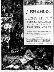 Frontispice de "Six Lieder opus 97" (Sechs Lieder opus 97) par Johannes Brahms (1833-1897) - Max Klinger