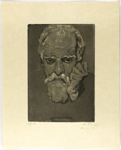 Autoportrait avec le poing sur le visage