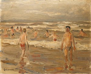Garçons se baignant dans la mer