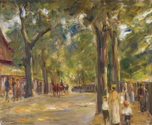 La grande route du lac à Wannsee avec des promeneurs