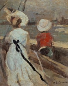 Femme avec enfant dans un voilier