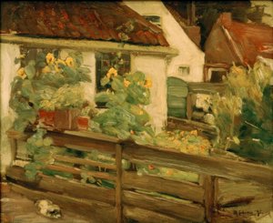 Jardin avec tournesols